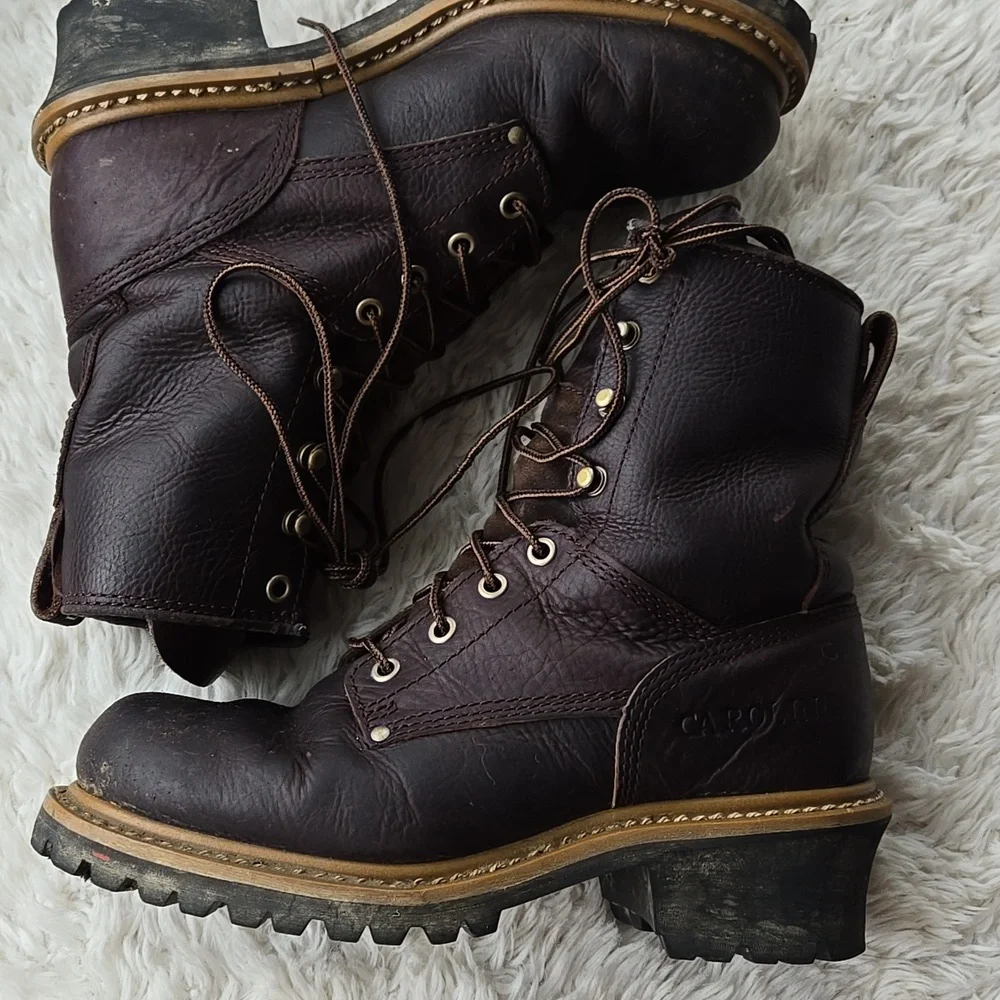 Carolina 8" Elm Waterproof Leather Logger WorkBoots US 9M EH Rated - Picture 2 of 10